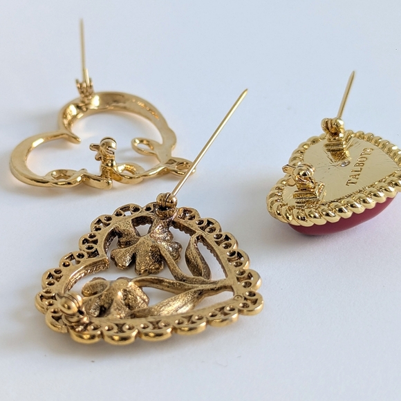 Vintage Heart Wreath Brooch Lot 3pc Gold Tone & Talbots Red Enamel Heart Pin - Picture 5 of 8